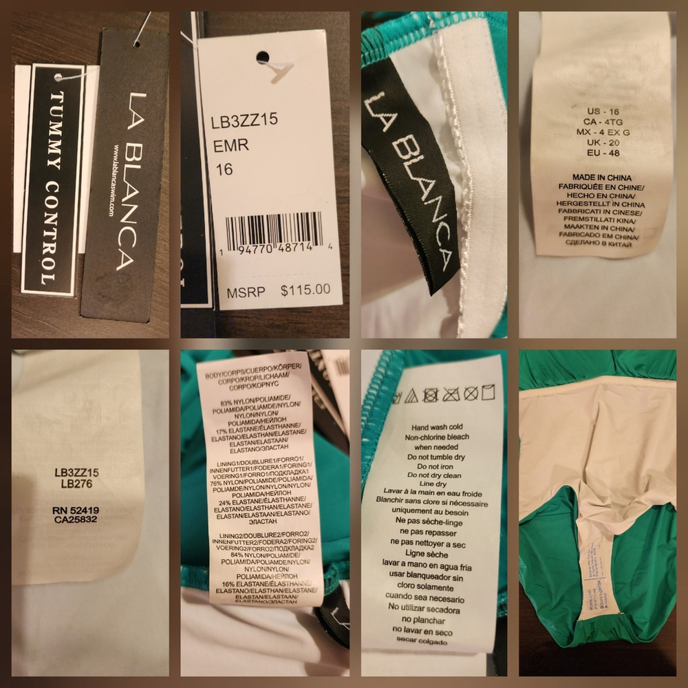 La Blanca One piece Swimsuit Bathing Suit 16 Emerald Forest Green Tummy Control - Picture 8 of 16